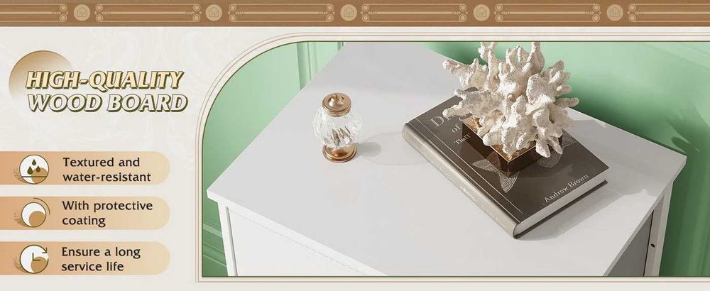 WLIVE Минималистично нощно шкафче с 3 чекмеджета и плат