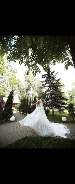 Rochie de mireasa 2 in 1 cu trena detasabila