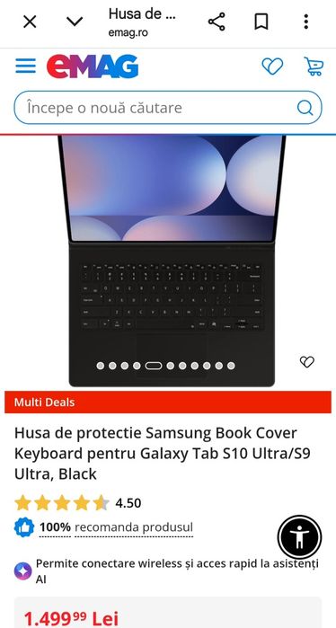 Husa de protectie Samsung Book Cover Keyboard pentru Galaxy Tab S10 Ultra/S9 Ultra, Black