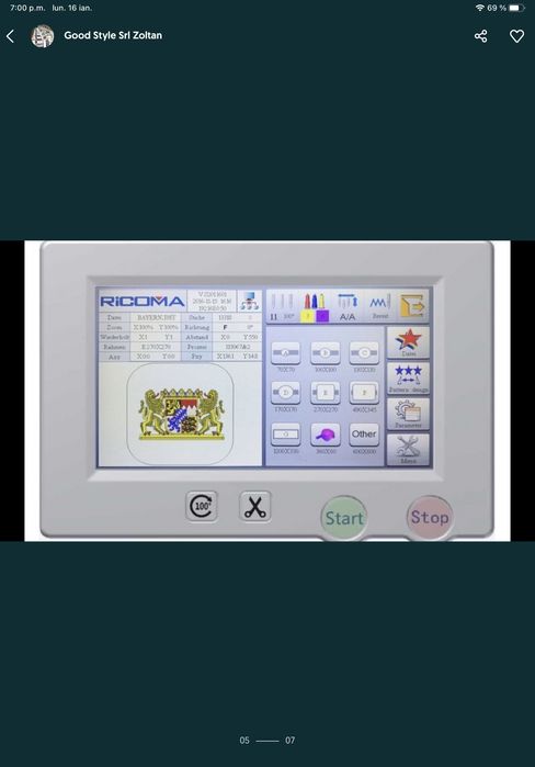 Masina de brodat Ricoma RCM 1501 7TC , Nu Brother, Happy,Zsk,Tajima