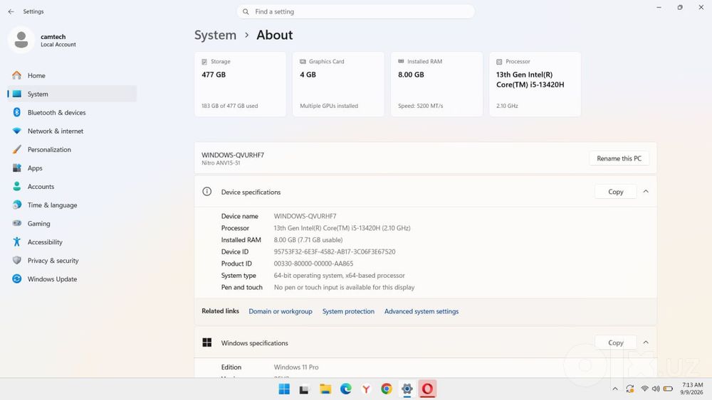 Acer Nitro V 5 -