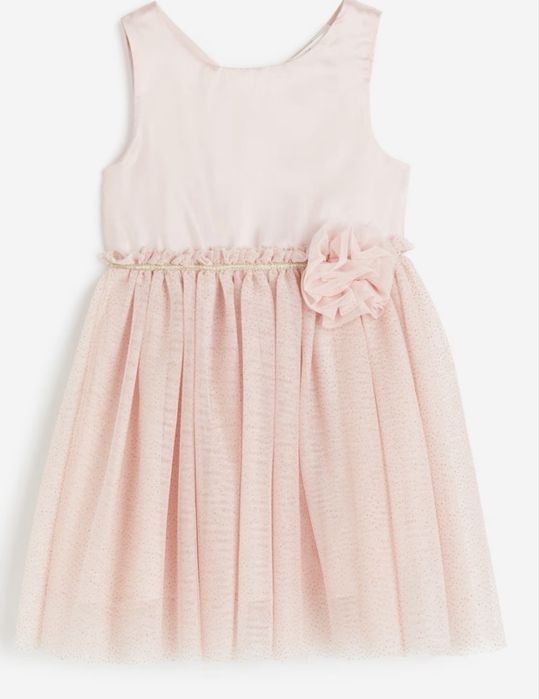 Бледо розова детска рокля H&M 8-9г