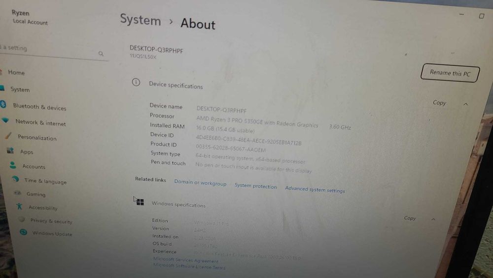 Mini PC Lenovo M75q Gen 2, Ryzen 3 PRO 5350GE , 16 gb ram