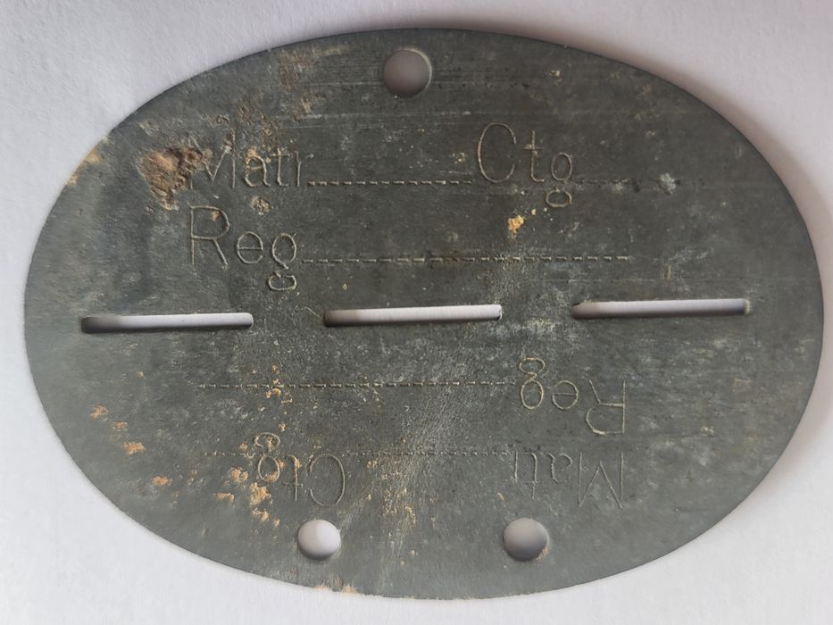 Plăcuță de identificare al doilea război mondial WW2