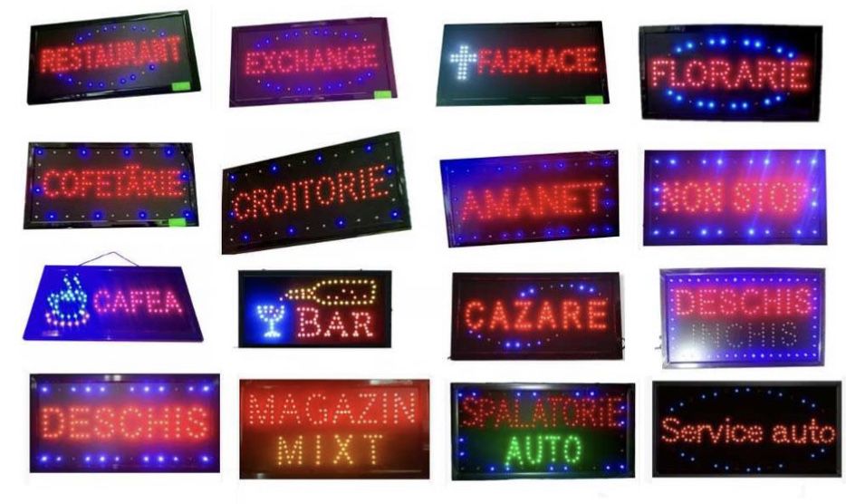 Firma luminoasa dinamica 50x25cm, Semn LED vitrina geam usa magazin