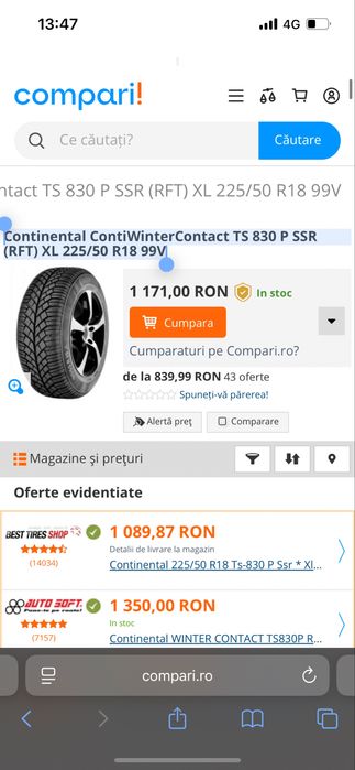 Jante Iarna Bmw X1 F48 X2 F49 MSport 225 50 18 RFT ContiWinter 2024