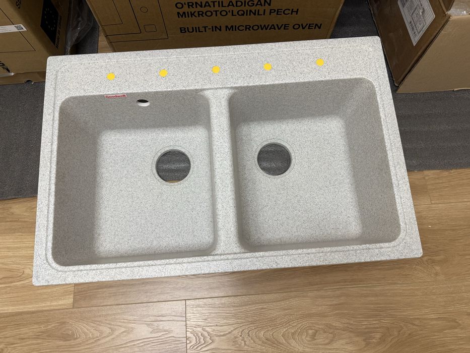 Стильная двойная мойка для кухни, новая