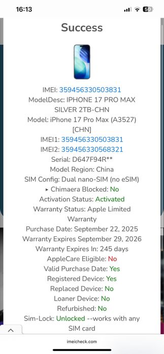 Iphone 17 Pro Max 2TB Silver