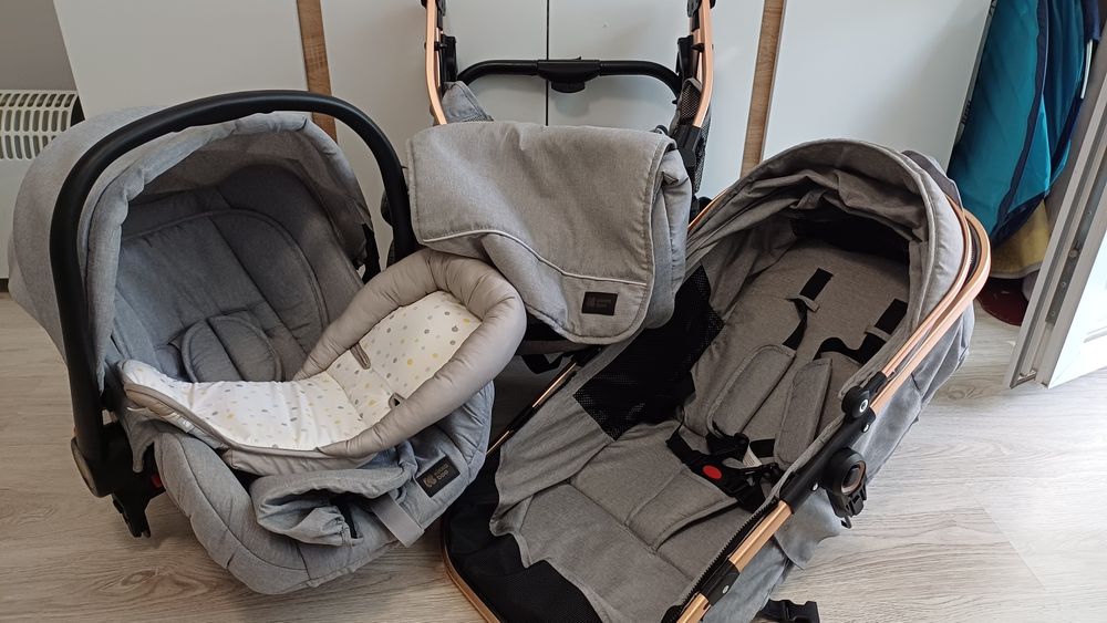 Детска количка Kika Boo - Kaia, 3 в 1, Light Grey