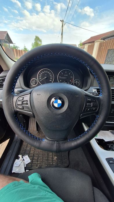 Husă piele cusuta pe volan auto, microbuz, camion