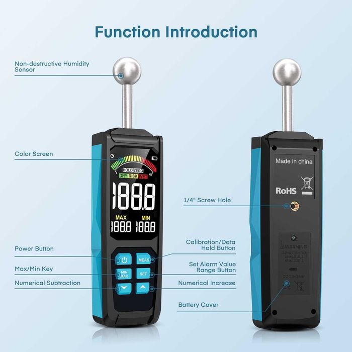 Aparat de masura Detector de Umiditate 3 inch pentru Lemn si Zidarie