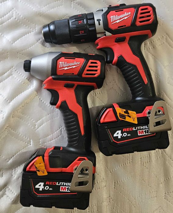 Milwaukee M18 комплект – ударен гайковерт + ударен винтоверт + 2 батерии 4Ah + зарядно + куфар
