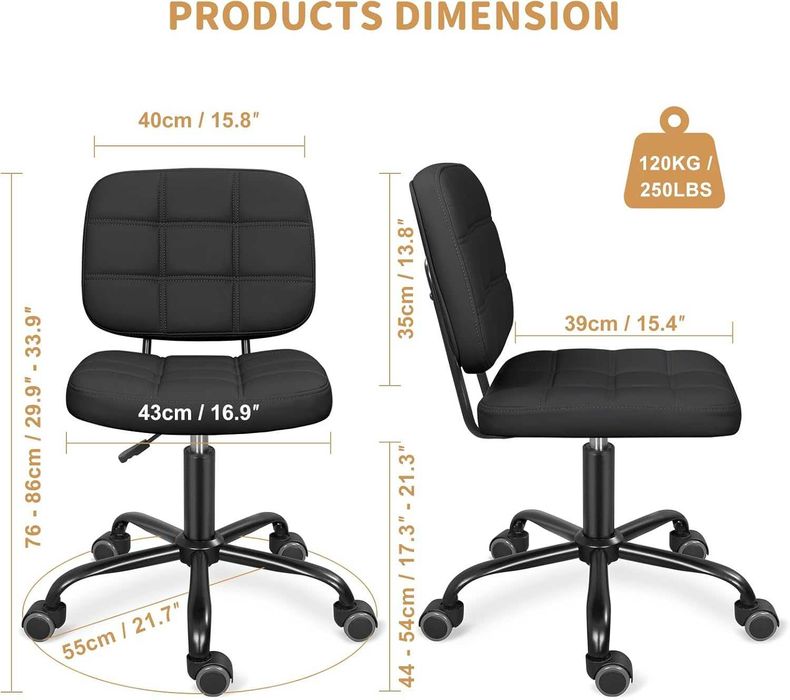 Scaun birou fara brate Leader Accessories, cu roti, negru Cluj-Napoca ...