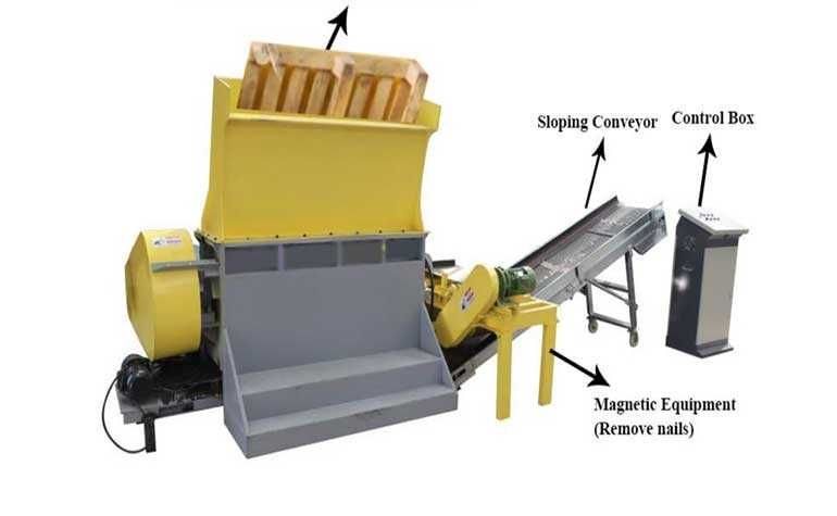 нов индустриален шредер за дробене на дървени палети и отпадъци