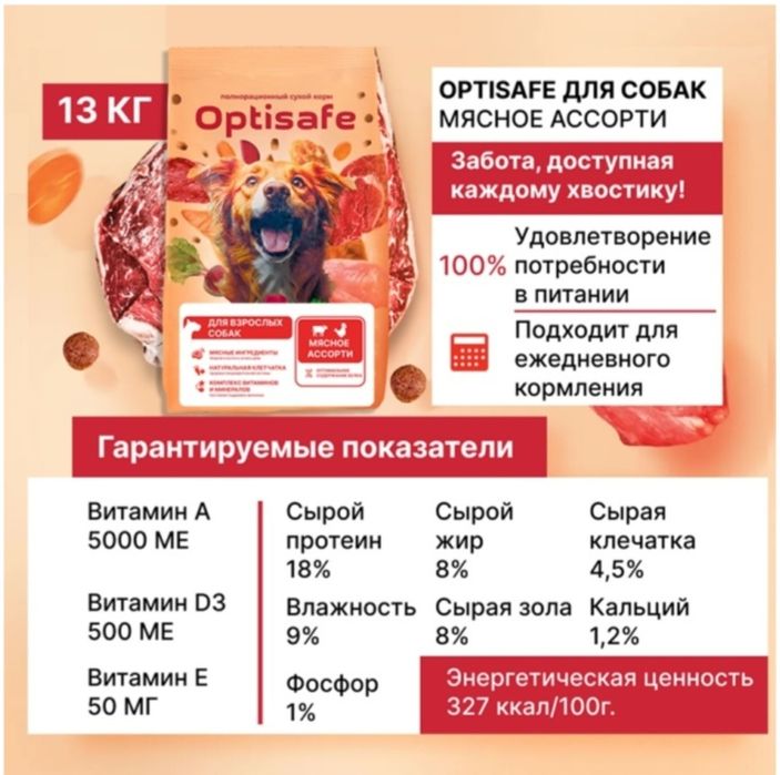 Корм для собак Optisafe 13 кг (от производителя Дилли)
