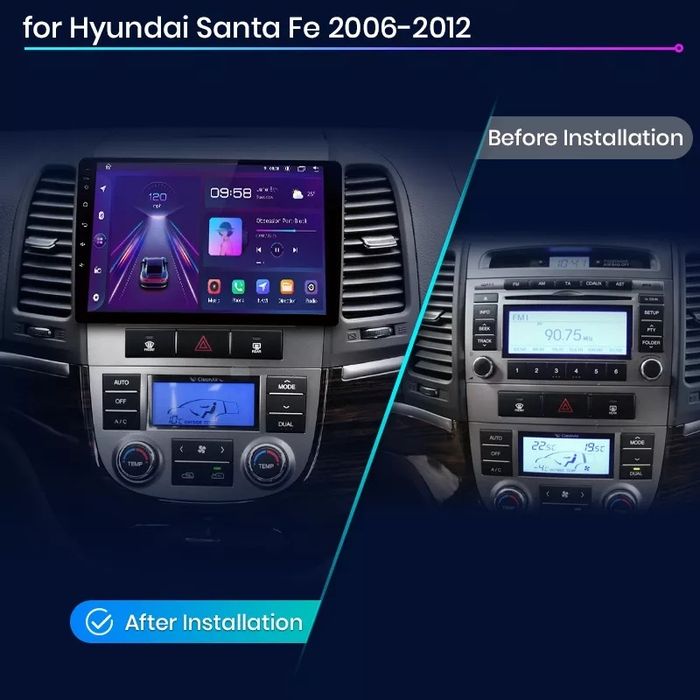 Hyundai Santa Fe мултимедия Android GPS Навигация Carplay Android auto