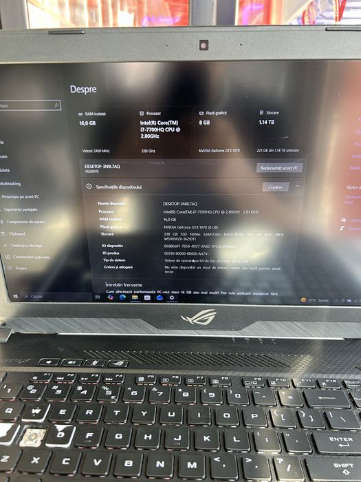 Laptop gaming Asus rog strix GL503 Gtx 1070 8gb