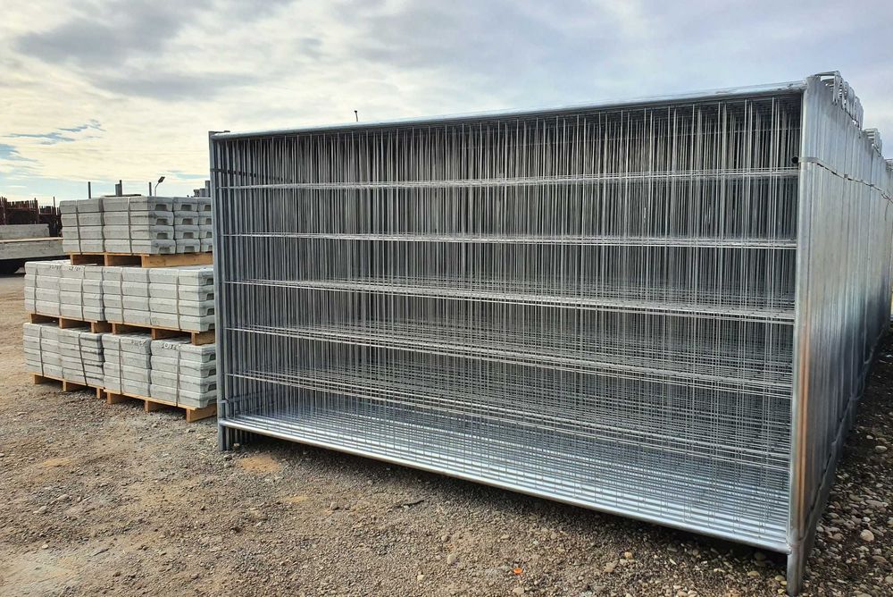 Gard imprejmuire santier, panou gard mobil zincat 350 cm x 200 cm