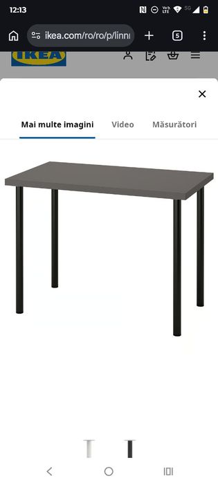 LINNMON / ADILS, masa Ikea cu tot cu picioare, 100x60 cm
Birou, gri închis/negru, 100x60 cm