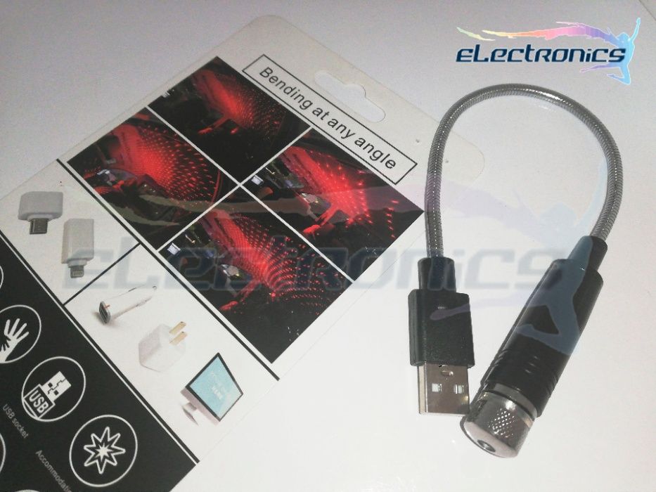 LED прожектор лазер със звезден ефект за таван на кола, USB