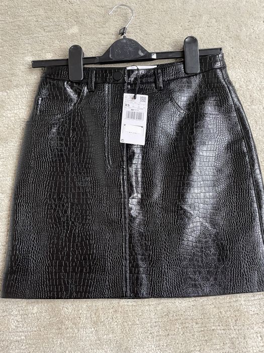 Fusta Mini Mango 34 imitatie piele croco