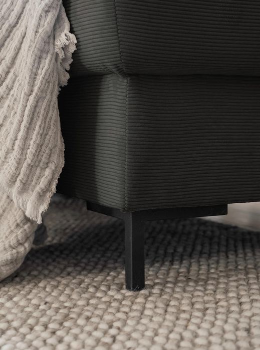 NOU Coltar L, negru, extensibil, 240/200cm