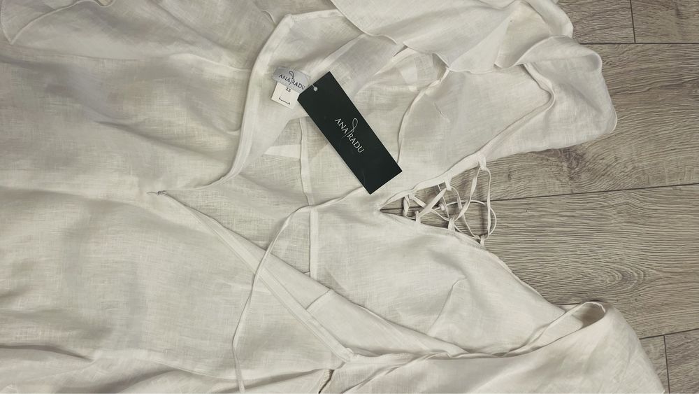 Rochie midi din in cu detaliu volane Ana Radu