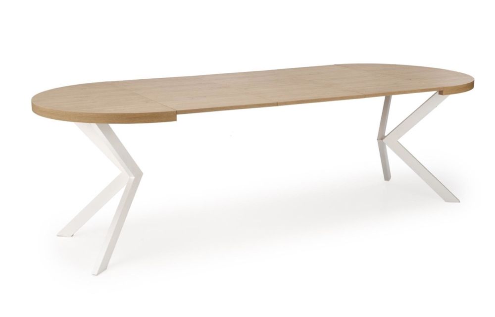 Трапезна маса Peroni златен дъб с бели крака