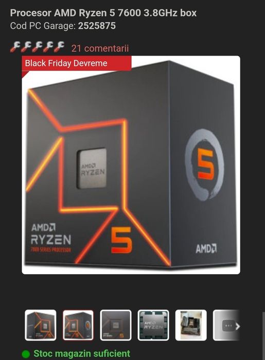 Sistem PC Gaming Ryzen 5 7600 + RX 6600 8Gb, 32gb ram Corsair ...