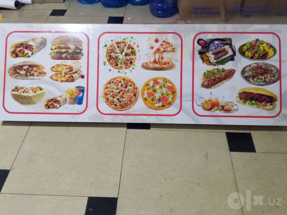 Fast Food va Restoran uchun Nurlar Panel (Svetovoy Menyubord) sotiladi