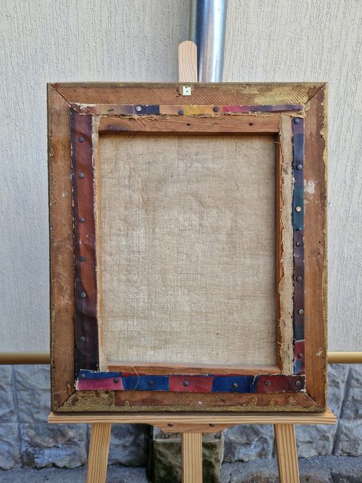 Стара страхотна антикварна картина масло върху платно