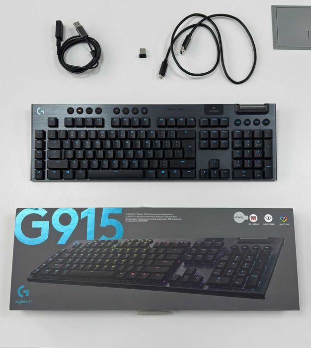 Tastatura Gaming Wireless mecanica LOGITECH G915 X Lightspeed Tactile Switches, Bluetooth, USB, Layout US INT, negru