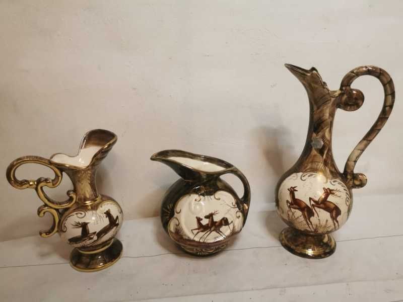 Set trei carafe portelan cu tenta vanatoreasca