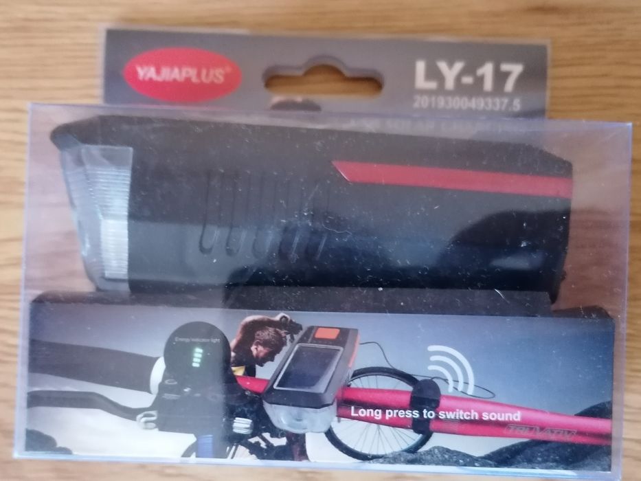 Far bicicletă cu led, cu încărcare USB și solară, sonerie, produs nou.