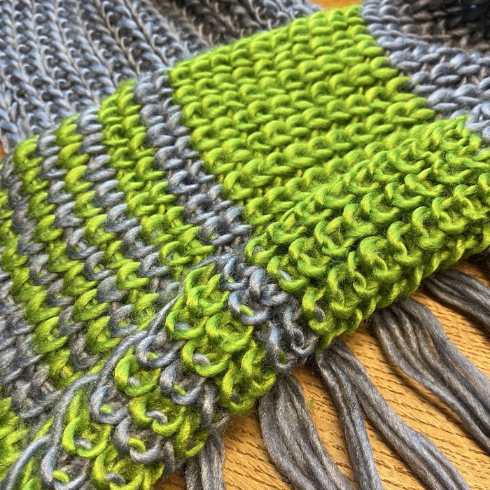 Fular gros crosetat gri-verde