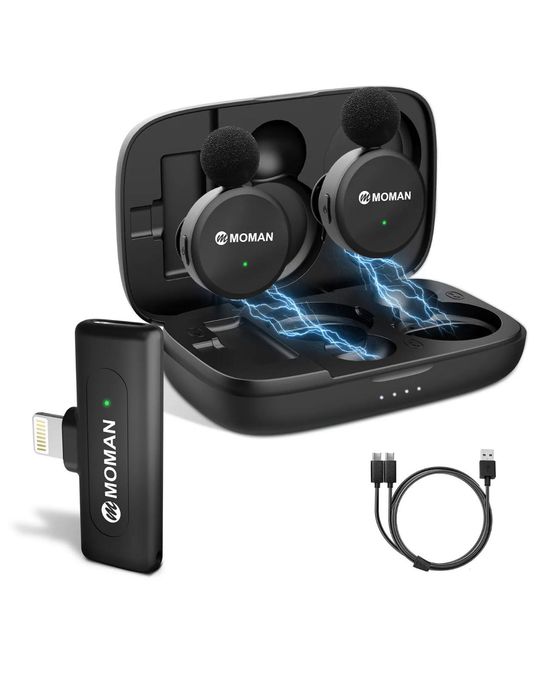 Безжичен микрофон. MOMAN. микрофон.TYPE C,IOS. Брошка. Подкаст. Видео.