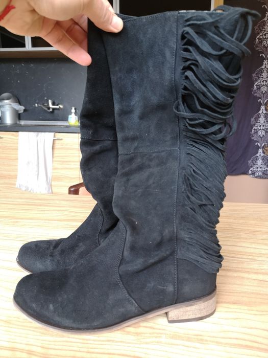 Дамски ботуши KARINO, 37-38 номер, естествена кожа, велур, лицева