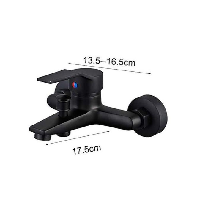 Смесител за баня и душ черен мат за вана с две функции и стенен монтаж