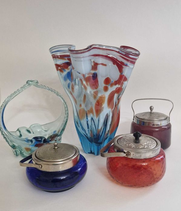 Советская СССР ваза сахарница конфетница цветное стекло