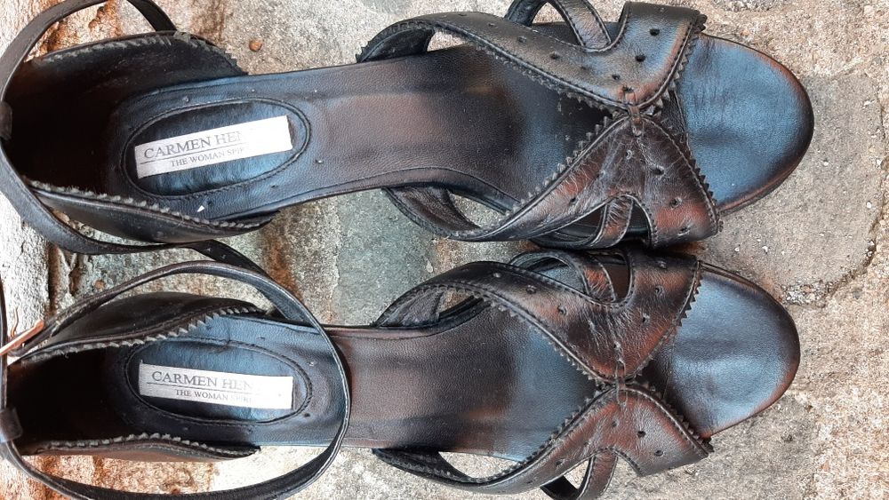 Sandale piele cu toc mar.35