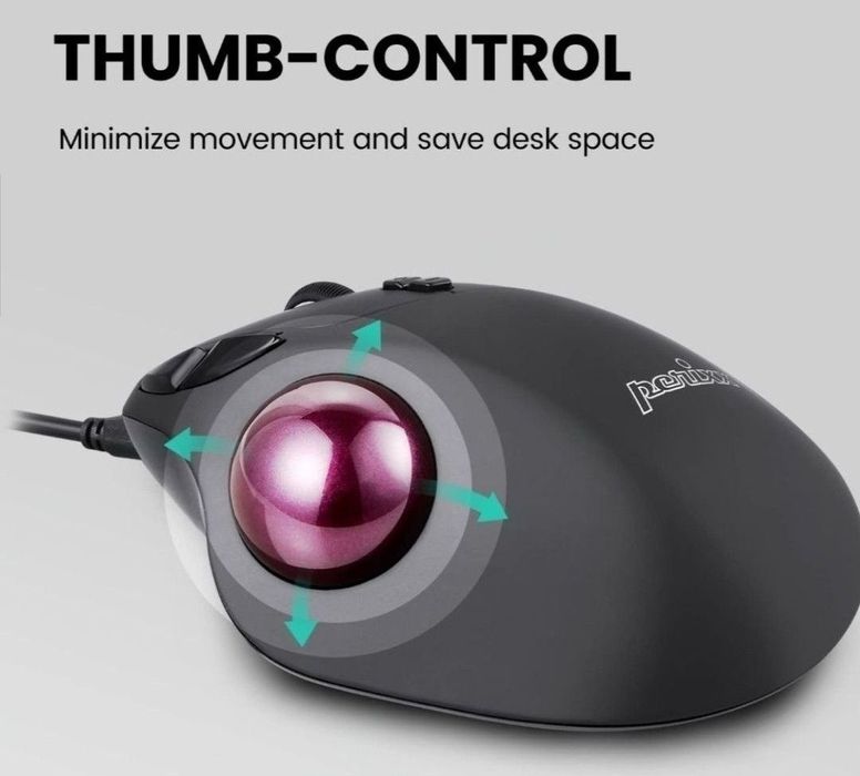 Mouse ergonomic Perixx PERIMICE-517 cu trackball 400/1000 DPI cu fir
