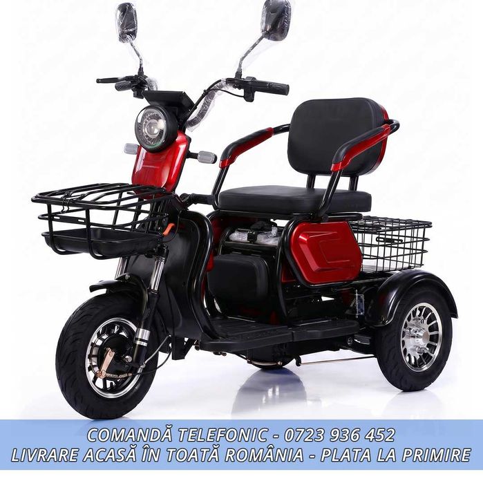 Tricicleta electrica 3 scaune reglabile, adulti si varstnici FARA PERMIS - PROMOTIE% Livrare GRATUITA acasa in toata Romania! - 60v20ah FULL ECHIPATA!