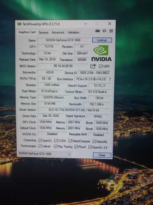 GTX 1660 6GB asus