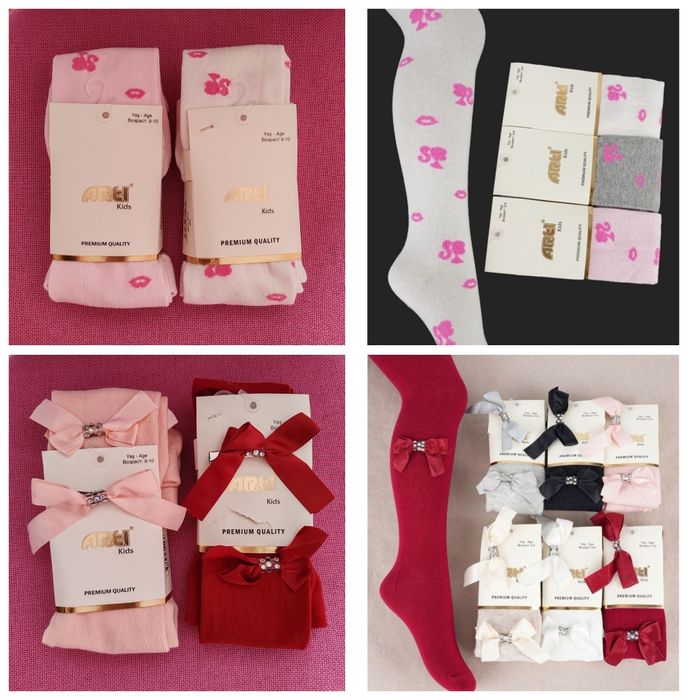 Детски памучни чорапогащници Барби и с фиба за коса