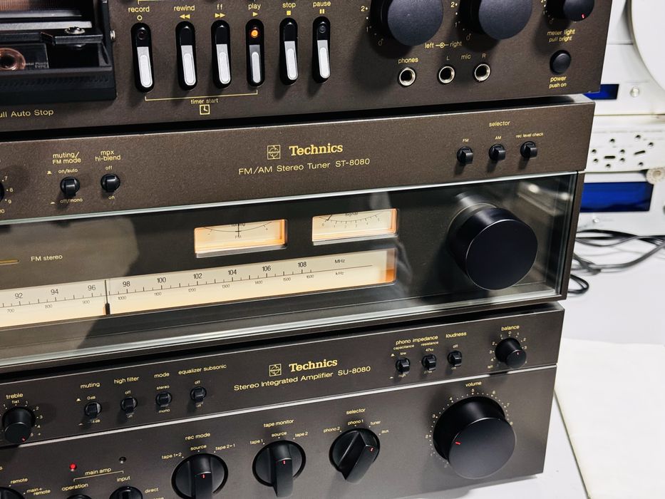 Linie TECHNICS din epoca de aur-amplificator+tuner SU+ST8080,deck 673