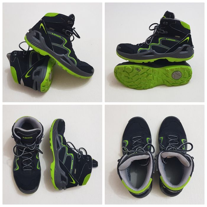 Ghete Lowa Innox Gore Tex Mid negru - verde lime, Nr. 39 EU unisex