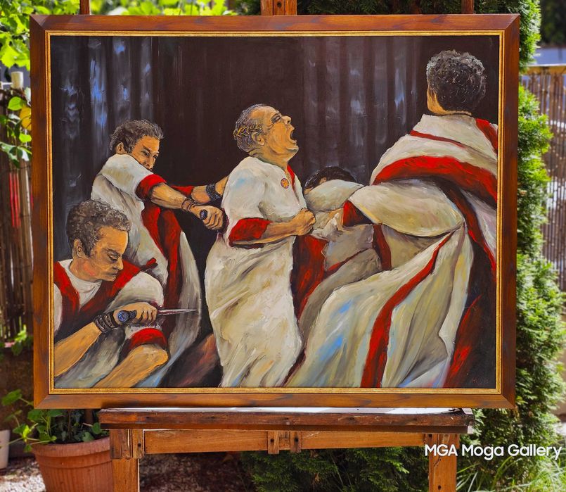 Tablou pictura in ulei pe panza rama lemn masiv