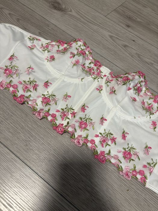 corset alb floral