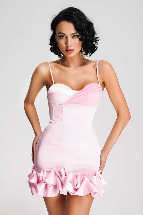 Бонбонеста розова рокля в бебешко розово Bella Barnett L