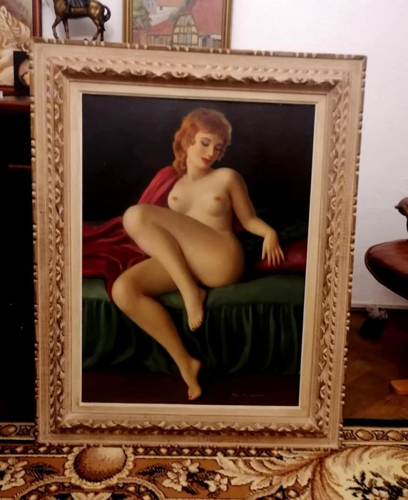 Pictură veche autentică de colecție /vintage/Antiques/Nud